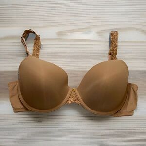 Natori Women's 34D Tan Pure Luxe Custom Coverage Contour Underwire Bra